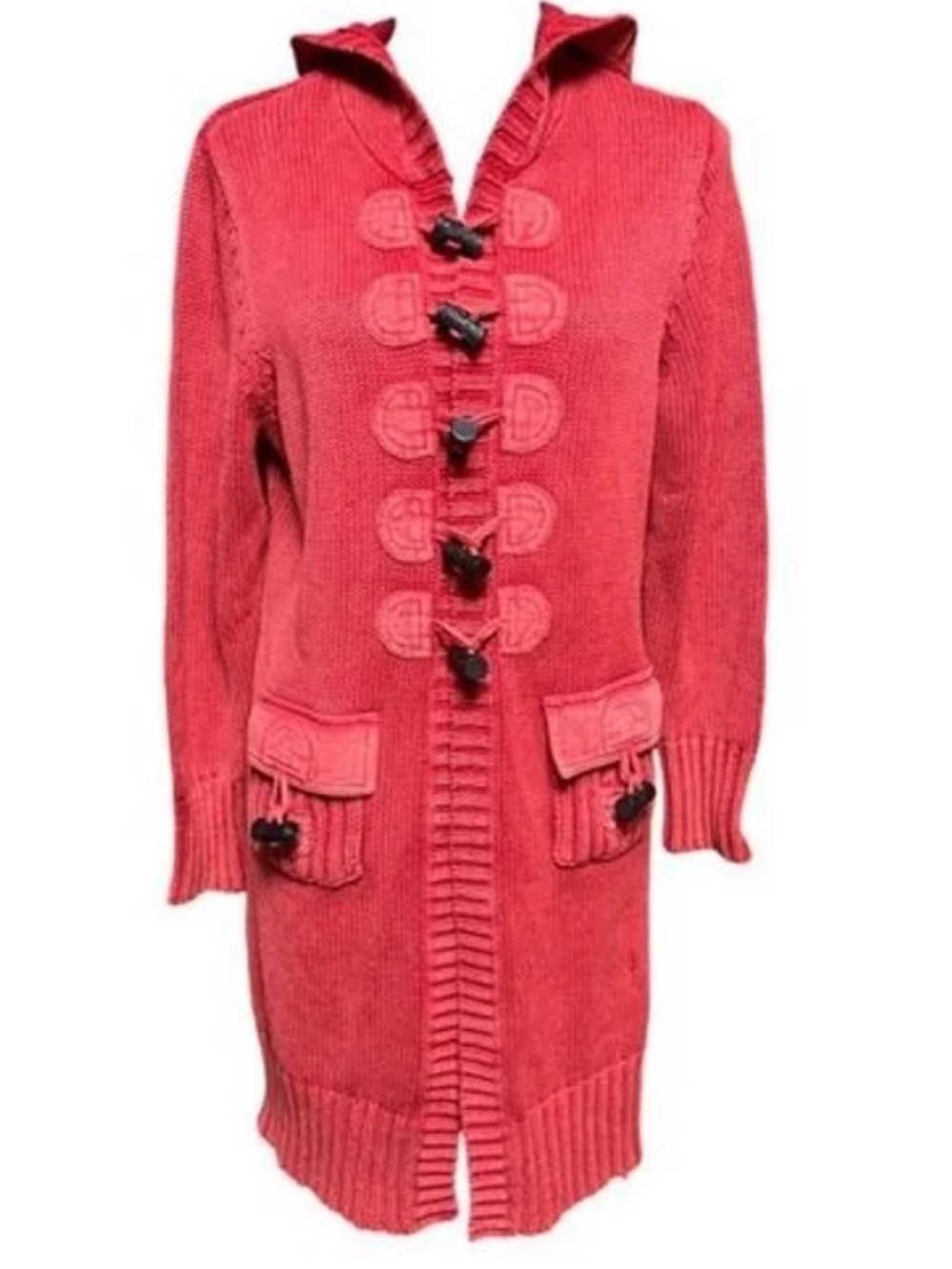 NWOT- PBJ BLUES- Red Long Toggle Cardigan Sweater